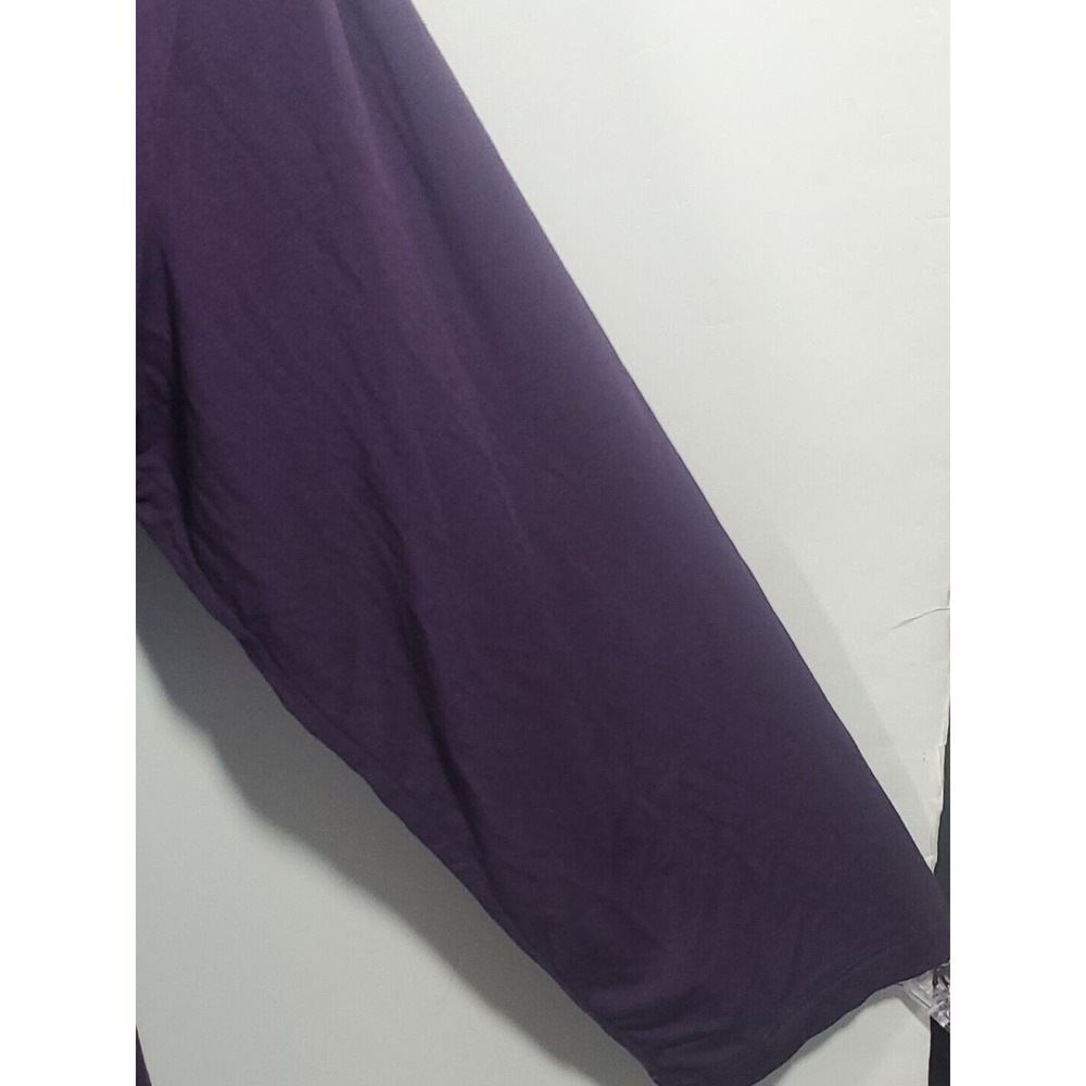 Olian Large Stretch Empire Waist Long Sleeve V-Neck Belt Purple Maternity Dress - Picture 4 of 11